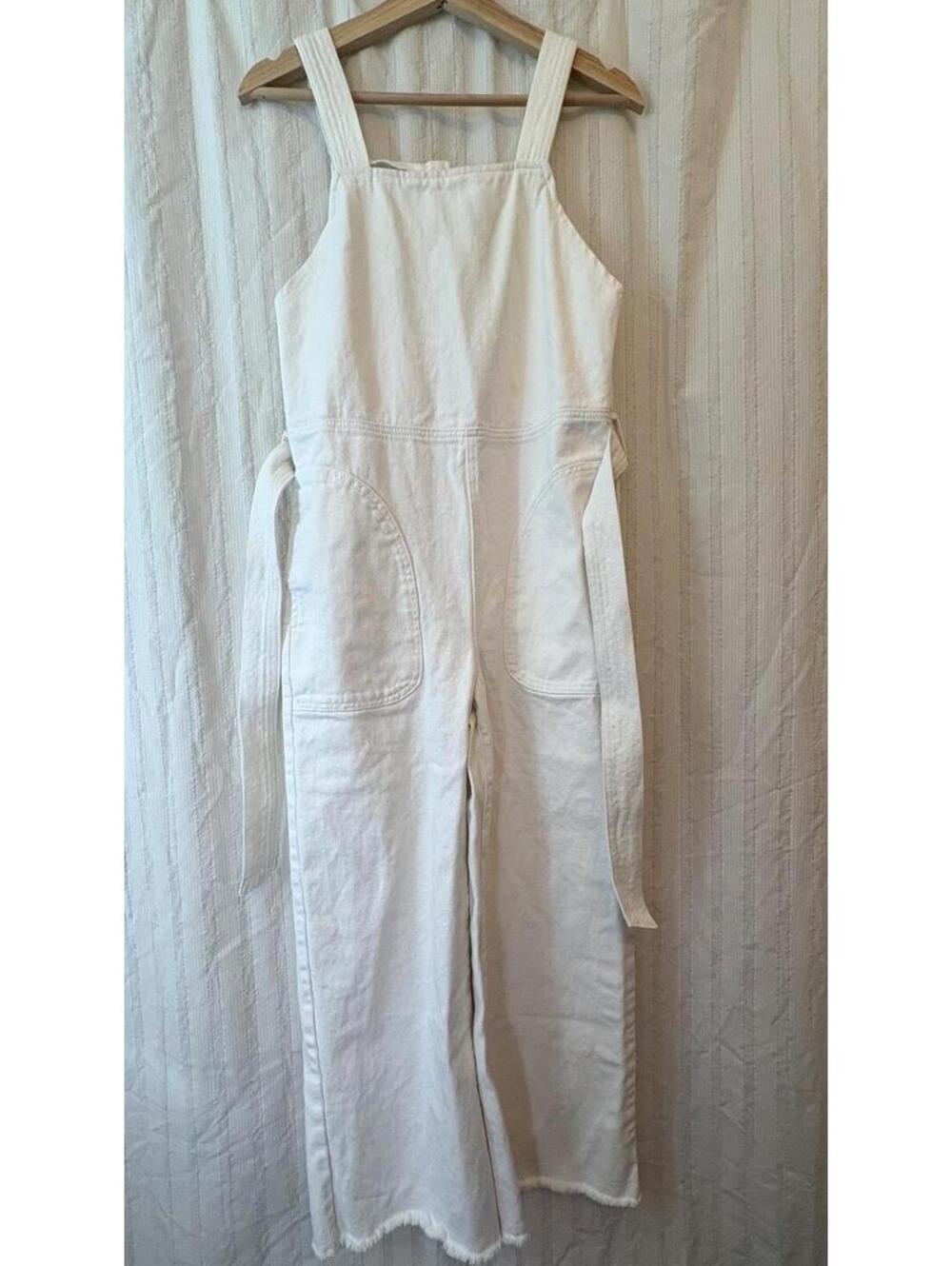 SAGE the Label White Denim Overalls Size Small #minimalist #casual #stylish